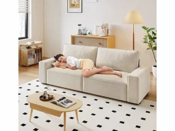DripeX Sofá 3 plazas chenilla - con reposabrazos anchos - 220 x 83 x 88 cm Beige