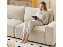 DripeX Sofá 3 plazas chenilla - con reposabrazos anchos - 220 x 83 x 88 cm Beige