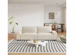 DripeX Sofá 3 plazas chenilla - con reposabrazos anchos - 220 x 83 x 88 cm Beige