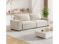 DripeX Sofá 3 plazas chenilla - con reposabrazos anchos - 220 x 83 x 88 cm Beige