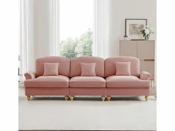 DripeX Sofá 3 Plazas Chenille Mid-Century, Funda Extraíble y 3 Cojines, 272x83.5x93cm,