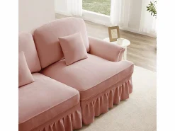 DripeX Sofá 3 Plazas Chenille Mid-Century, Funda Extraíble y 3 Cojines, 272x83.5x93cm,