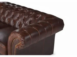 New Vente-unique Sofá 2 plazas chesterfield de piel envejecida CLOTAIRE Marru00f3n chocolate