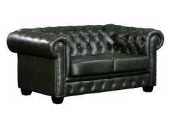 Hot LINEA SOFA Sofá 2 plazas chesterfield 100% piel color verde BRENTON Verde pino
