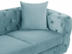 Vente-unique Sofá 2 plazas chéster de terciopelo azul pastel y patas de metal EDWINA