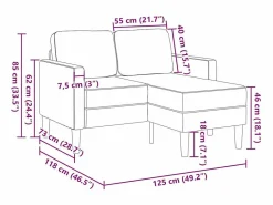 vidaxl Sofá 2 plazas con chaise longue en forma L claro 125cm