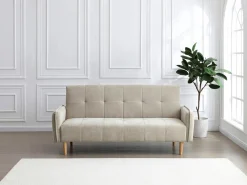 Sale Vente-unique Sofá 3 plazas convertible clic-clac en tejido SONIATA Beige
