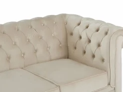Discount Vente-unique Sofá 3 plazas convertible de terciopelo CHESTERFIELD Beige