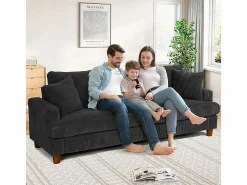 Online Sofá 3 Plazas de Pana, con 2 Cojines, asientos extra profundos de 53cm, 220x76x84cm, Sofá Escandinavo