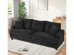 Online Sofá 3 Plazas de Pana, con 2 Cojines, asientos extra profundos de 53cm, 220x76x84cm, Sofá Escandinavo