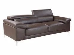 Best LINEA SOFA Sofá 3 plazas de piel de becerro en color marrón SOLANGE Marru00f3n chocolate