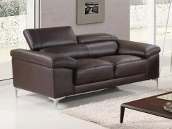 LINEA SOFA Sofá 2 plazas de piel de becerro color marrón SOLANGE