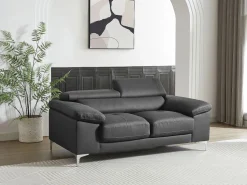 Sale LINEA SOFA Sofá 2 plazas de piel de becerro color antracita SOLANGE Gris antracita