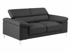 Sale LINEA SOFA Sofá 2 plazas de piel de becerro color antracita SOLANGE Gris antracita