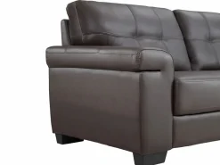 Clearance Vente-unique Sofá 2 plazas de piel de becerro en marrón HAZEL Marru00f3n chocolate
