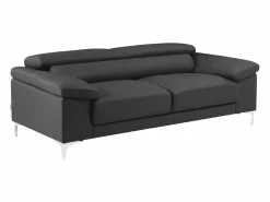 Discount LINEA SOFA Sofá 3+2 plazas de piel de becerro en color negro SOLANGE Gris antracita