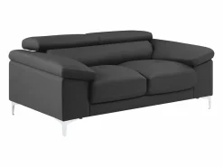 Discount LINEA SOFA Sofá 3+2 plazas de piel de becerro en color negro SOLANGE Gris antracita