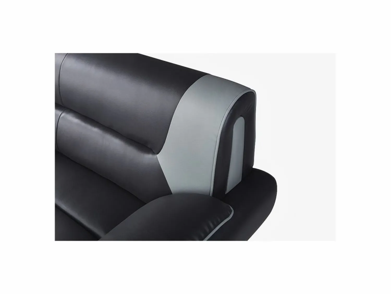 Vente-unique Sofá 3 plazas de piel sintetica bicolor negro/gris NIGEL