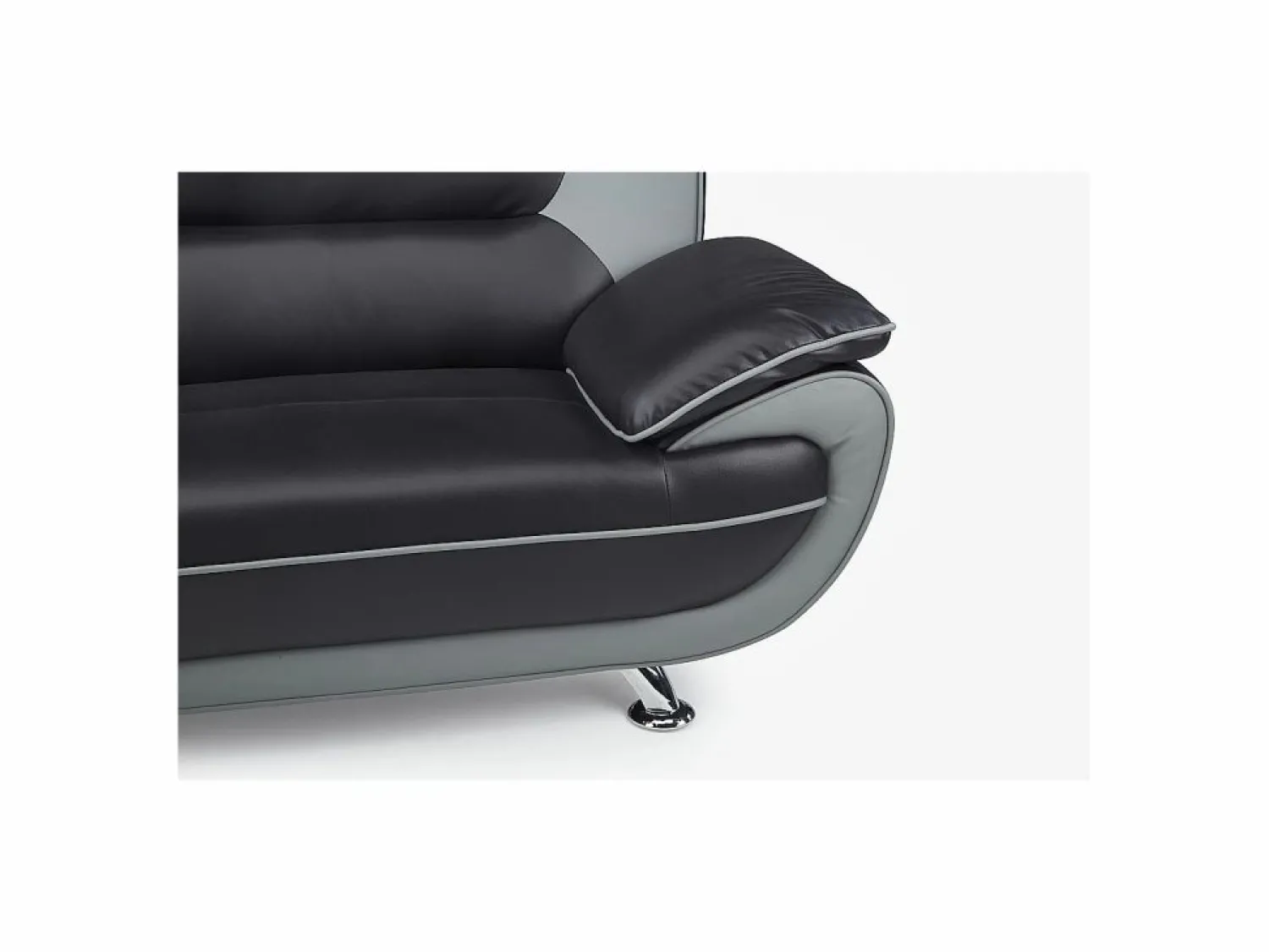 Vente-unique Sofá 3 plazas de piel sintetica bicolor negro/gris NIGEL