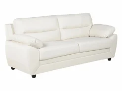 Hot Vente-unique Sofá 3 plazas de piel sintética en color MANOA Blanco