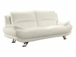 Best Vente-unique Sofá 3+2 plazas de piel sintética en color blanco MUSKO Marfil