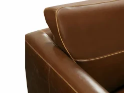 Vente-unique Sofá 3 plazas de piel vuelta color marrón ALEGAN
