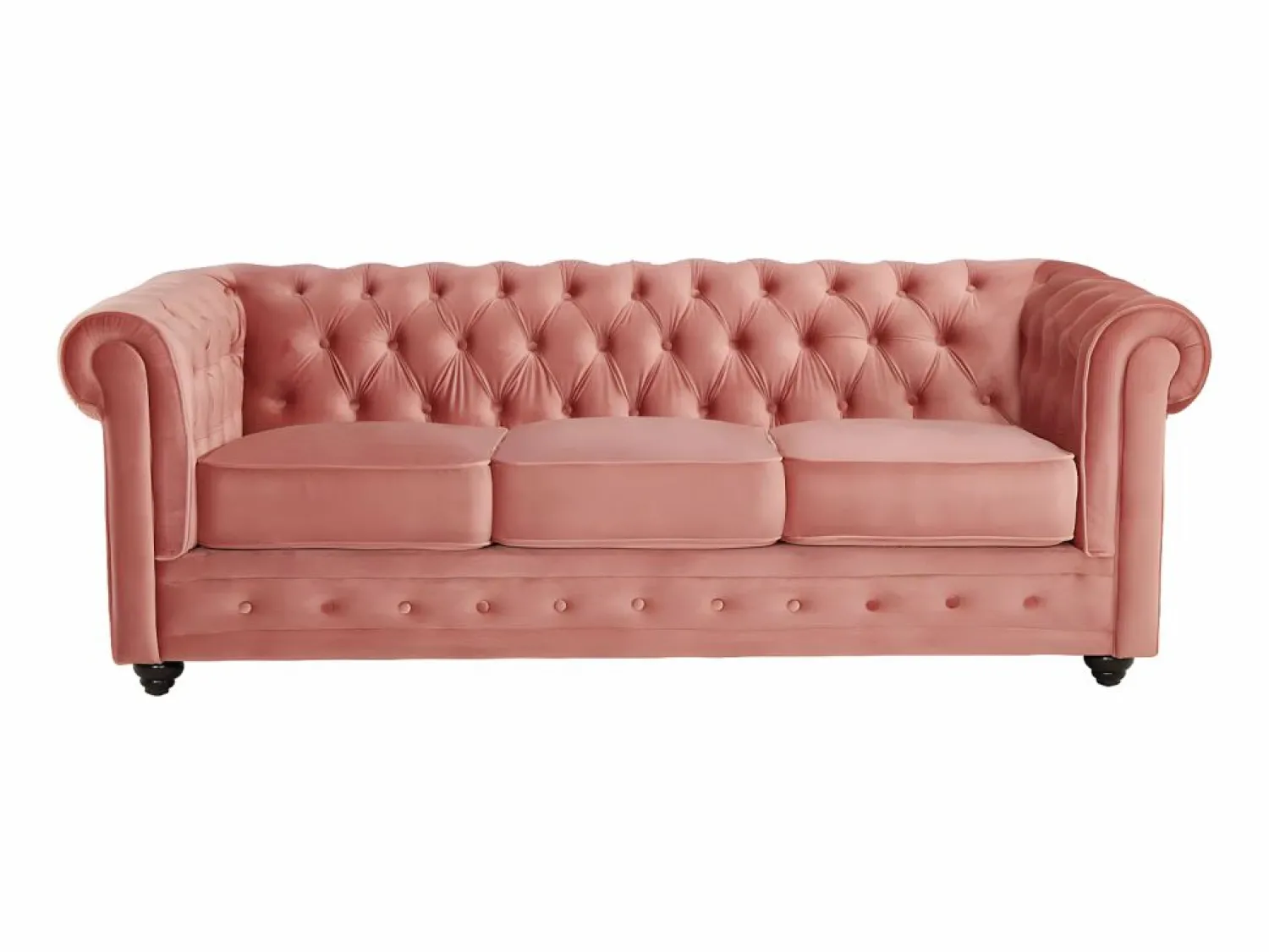 Clearance Sofá 3 plazas de terciopelo color rosa polvo CHESTERFIELD Sofás Chesterfield