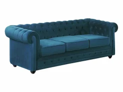 Outlet Vente-unique Sofá 3 plazas de terciopelo verde azulado CHESTERFIELD Azul verdoso