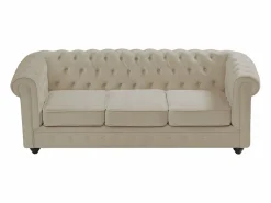 Vente-unique Sofá 3 plazas de terciopelo color CHESTERFIELD