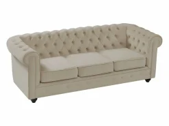 Vente-unique Sofá 3 plazas de terciopelo color CHESTERFIELD