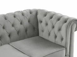 Outlet Vente-unique Sofá 3 plazas de terciopelo color gris plata CHESTERFIELD Gris claro
