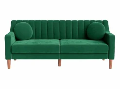 DripeX Sofá 3 plazas de terciopelo - patas de madera maciza 19cm - con 2 cojines - 206x74x83cm -