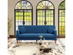 Hot Sofá 3 plazas de terciopelo - patas de madera maciza 19cm - con 2 cojines - 206x74x83cm - Todos Los Sofás|Sofá Escandinavo