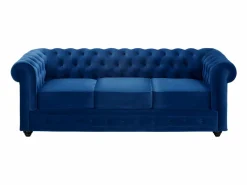 Clearance Sofá 3 plazas de terciopelo color azul noche CHESTERFIELD Sofás Y Sillones|Sofá Vintage
