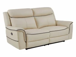Best Vente-unique Sofá 3 plazas eléctrico de cuero ADELIO Beige