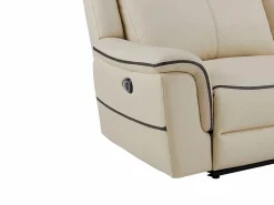 Best Vente-unique Sofá 3 plazas eléctrico de cuero ADELIO Beige