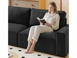 DripeX Sofá 3 plazas en chenille - con grandes brazos - 55cm asiento profundo - 220 x 83 x 88 cm