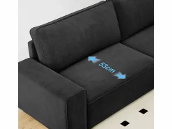 DripeX Sofá 3 plazas en chenille - con grandes brazos - 55cm asiento profundo - 220 x 83 x 88 cm