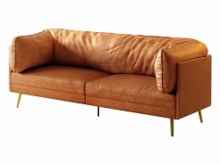 Outlet Sofá 2/3 plazas en imitación de piel, con 56 cm de profundidad y cómoda cojines de asiento, 185x76x90 cm, Todos Los Sofás|Sofás Club