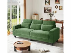 Discount Sofá 3 plazas en tejido chenille - con 3 cojines - funda desmontable lavable - 220x81x88cm Sofá De Terciopelo|Sofá - 3 Plazas