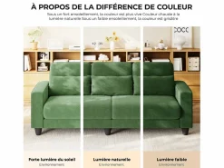 Discount Sofá 3 plazas en tejido chenille - con 3 cojines - funda desmontable lavable - 220x81x88cm Sofá De Terciopelo|Sofá - 3 Plazas