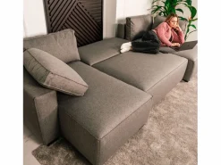 Best Sofá 5 Plazas - Chaise Longue con Cama Panorámica (317 x 157 x 91 cm) - JORDAN Gris