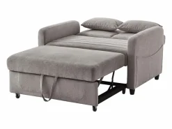 Outlet Sofá 2 plazas - Sofá lounge con función extraíble y dos cojines - Respaldo regulable - Tejido de algodón y lino Gris