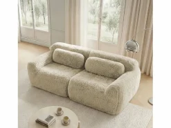 Discount Sofá 2 plazas modular contemporáneo con otomanas conectables felpa salón kaki claro Caqui