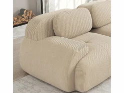 Sofá 3 Plazas Modular de Pana Acanalada - con 3 Cojines - 298x103x75cm - Beige