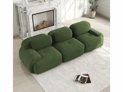 Sale Sofá 3 Plazas Modular de Pana Acanalada - con 3 Cojines - 298x103x75cm - Verde