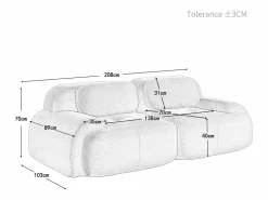 DripeX Sofá 2 Plazas Modular de Pana Acanalada - con 2 Cojines - 208x103x75cm -