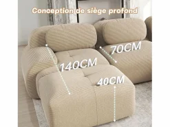 Sale Sofá 4 Plazas Modular de Pana Acanalada - con 4 Cojines - 388x103x75cm - Sofás Club