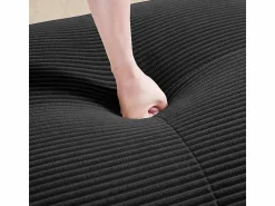 Discount DripeX Sofá 2 Plazas Modular de Pana Acanalada - con 2 Cojines - 208x103x75cm - Negro