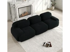 Online Sofá 3 Plazas Modular de Pana Acanalada - con 3 Cojines - 298x103x75cm - Negro